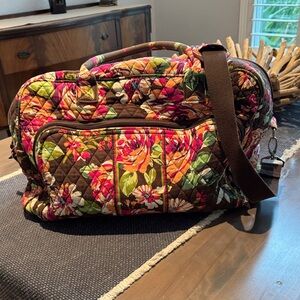 Vera Bradley Floral Quilted Weekender Duffel Travel Bag - English Rose